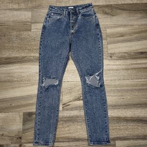 WeWoreWhat The Danielle Distressed Skinny Jeans 5 Button Fly Women's 27